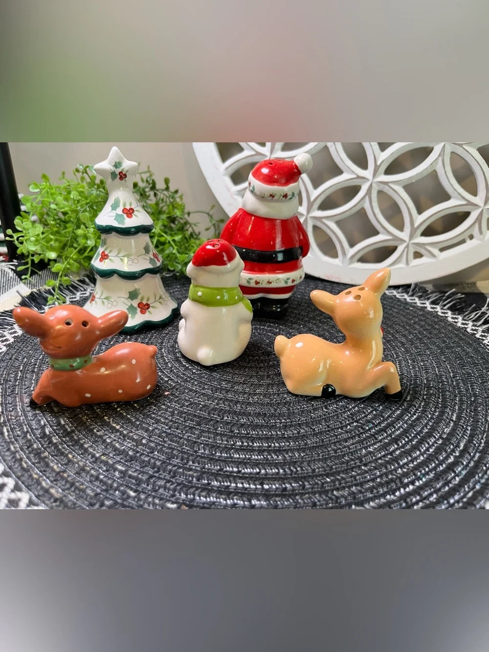 Holiday Ceramic Salt & Pepper Figurines - Set of Five